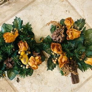 Autumn Harvest Garland with Pumpkins and Berries